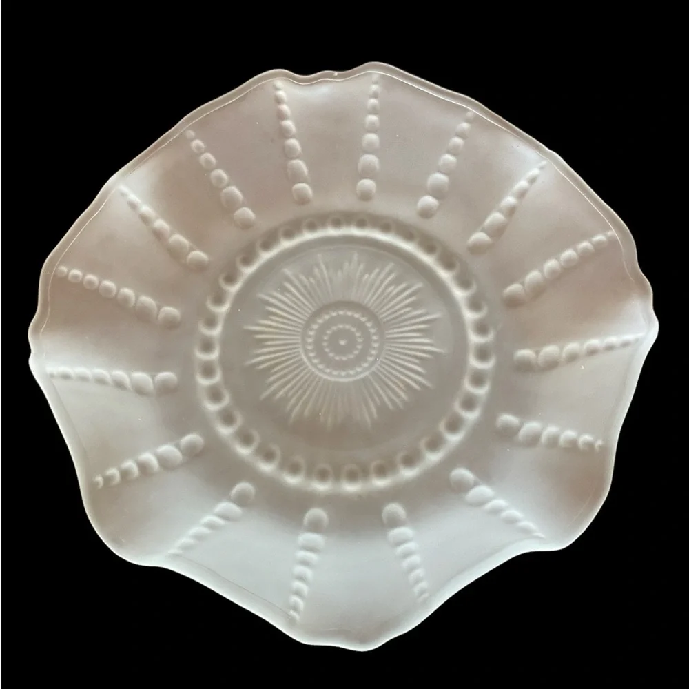 Vintage Federal Glass Columbia Frosted Shallow Bowl 10.5